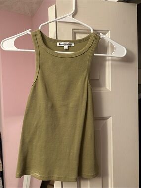 Reformation Olive Ribbed Tank in Sage Green